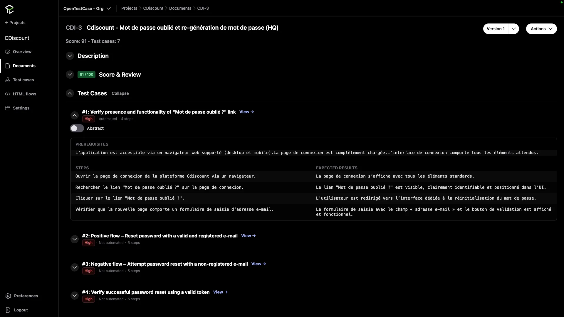 OpenTestCase Dashboard Interface